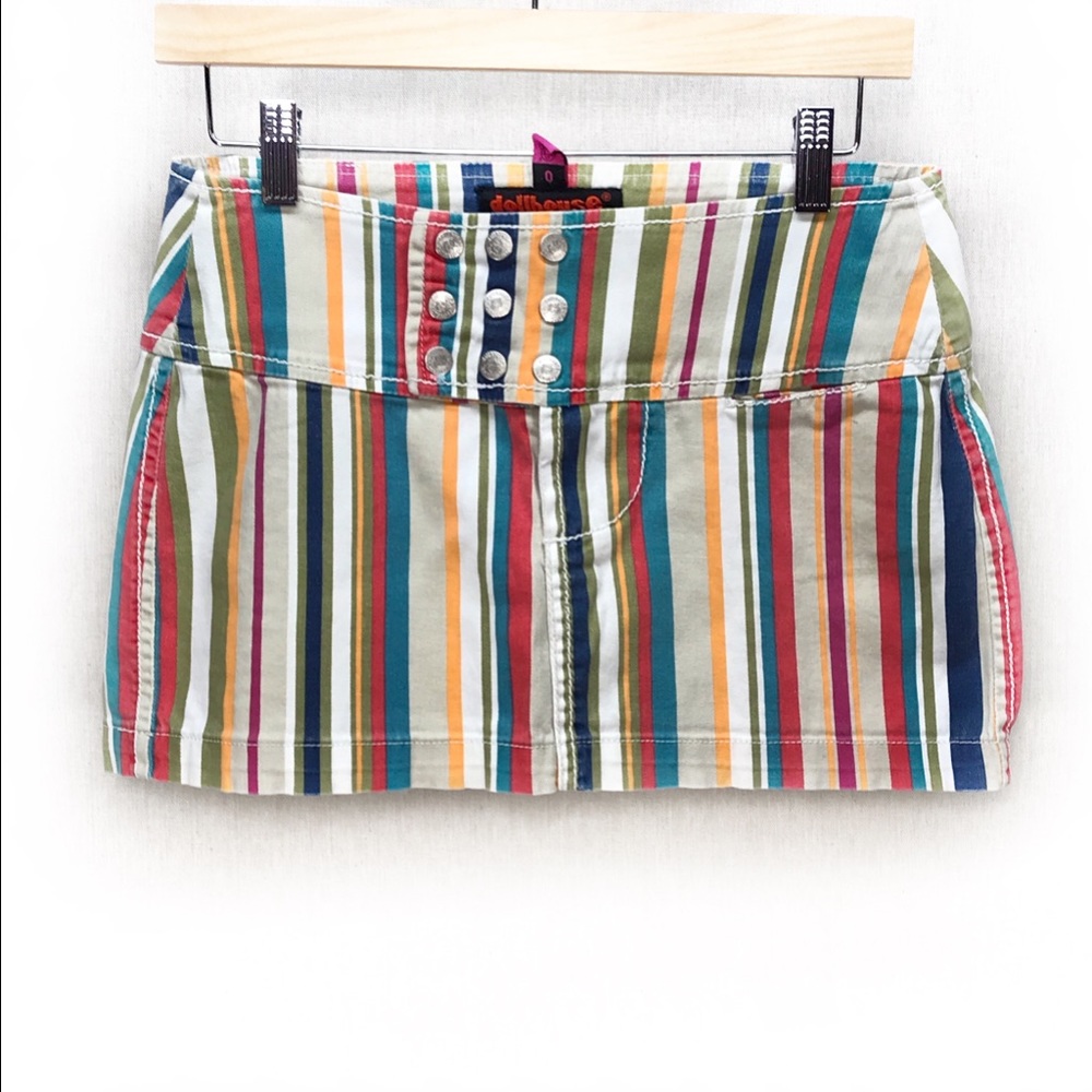 DOLLHOUSE Rainbow Striped Rocker Mini Skirt